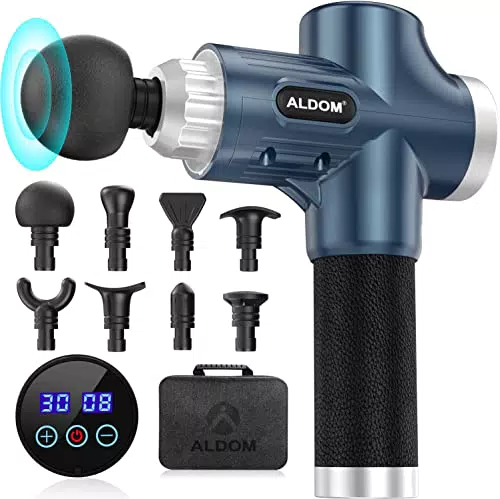 Massagepistole ALDOM Massage Gun für Nacken Schulter Rücken Massage pistole mit 8 Massageköpfen und 30 einstellbaren Geschwindigkeiten Elektrisch Massagegerät