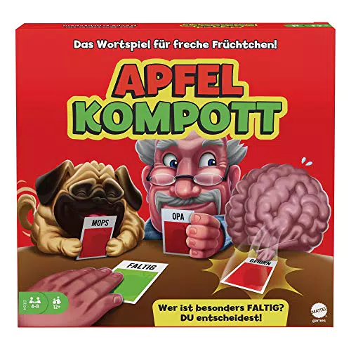 Mattel Games GTJ54 - Apfelkompott Kartenspiel, verrücktes Partyspiel ab 12 Jahren