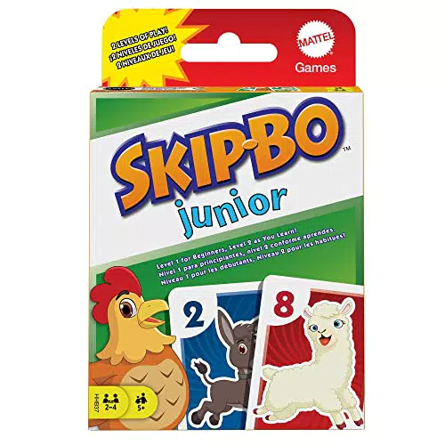 Mattel Games HHB37 - Skip Bo Junior Kartenspiel mit 2 Spielniveaus