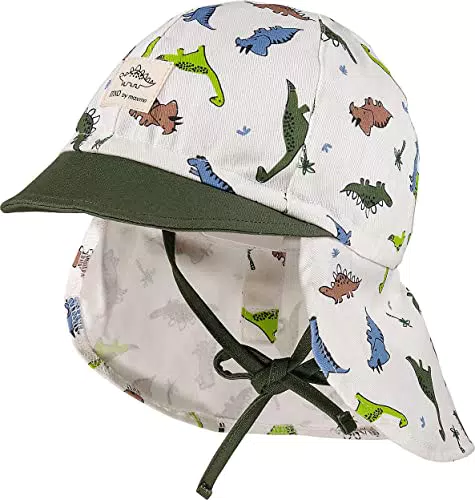 maximo Mini Boy-Schildmütze, Nackenschutz, Dino 51 wollweiß/Chive