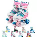 meteor Retro Rollschuhe Disco Roll Skate wie in den 80er Jahren Jugend Roll-Schuhe Kinder Quad Skate 5 Verschiedene Farbvarianten Inline-Skates Einstellbare Größe des Schuhs L 39-42