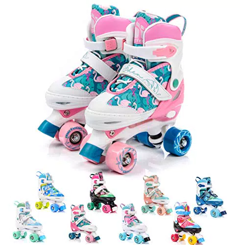 meteor Retro Rollschuhe Disco Roll Skate wie in den 80er Jahren Jugend Roll-Schuhe Kinder Quad Skate 5 Verschiedene Farbvarianten Inline-Skates Einstellbare Größe des Schuhs L 39-42