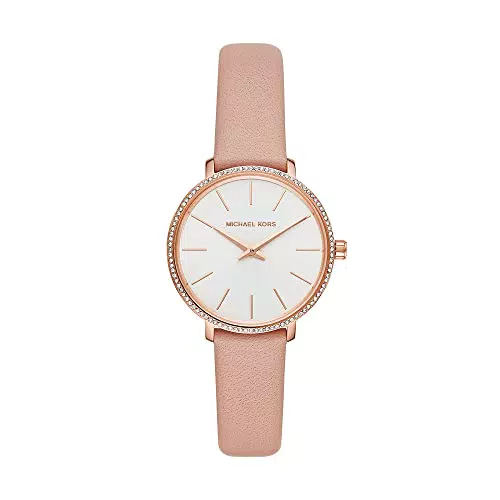Michael Kors Damenuhr Pyper, Zweizeigeruhrwerk, 32mm Rose Gold Edelstahlgehäuse mit Lederarmband