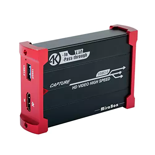 MiraBox USB 3.0 HDMI Game Capture Karte 4K Portable HD Video Recorder Gerät Live Streaming für Windows Linux System Superior Low Latency Technologie