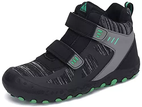 Mishansha Wanderschuhe Jungen Trekkingschuhe Kinder Sportschuhe rutschfest Sneaker mit Schnellverschlüsse Camping Outdoor Wanderstiefel Schwarz 35