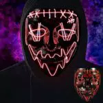 Mkitnvy Halloween Maske, Led Maske Totenkopf Ghostface Maske mit 3 Beleuchtungsmodi