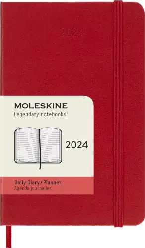 Moleskine Tagesplaner, 12 Monate 2024, Agenda 2024, Pocket 9x14