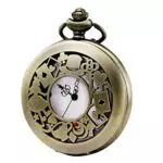 MORFONG Damen Taschenuhr Analog Quarzwerk mit Kette Alice im Wunderland Bronze