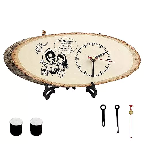 munloo Vintage Wanduhr Holzoptik Wohnzimmer Klein, 32x12cm Wohnzimmer Uhr Holz