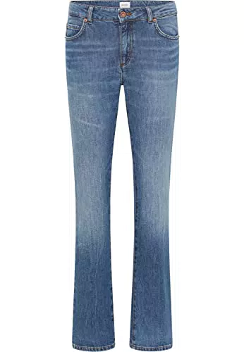 MUSTANG Damen Jeans Crosby Relaxed Straight Fit - Blau - Blue Denim W26-W34