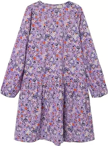 NAME IT Girl's NKFBODILA LS Dress Kleid, Sand Verbena