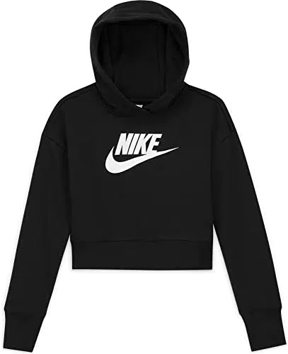 Nike Mädchen Club Kapuzenpullover, Black/White, XS
