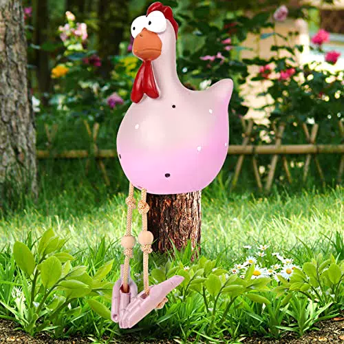 Nitoope Lustige Huhn Deko Garten, Harz-Hahn-Statuen im Freien dekorativ