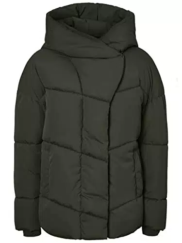 NOISY MAY Damen Kurze Puffer Jacke, Warm Winter mit Schalkragen Kapuze