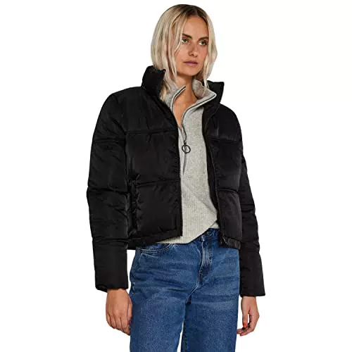 NOISY MAY Damen Kurze Puffer Übergangsjacke, Warme Stepp Jacke ohne Kapuze