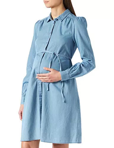 Noppies Damen Dress Nursing Long Sleeve Kaly Kleid, Acid Blue - P538
