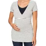 Noppies Damen Top Nurs Roos Yd Stripe Umstandsschlafanzugoberteil