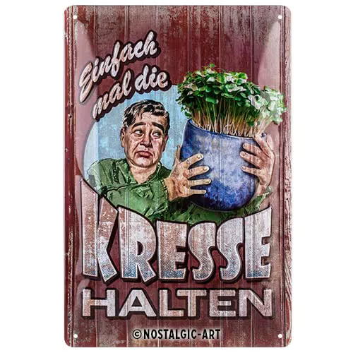 Nostalgic-Art Retro Blechschild, 20 x 30 cm, Kresse halten Geschenk-Idee für Garten-Freunde