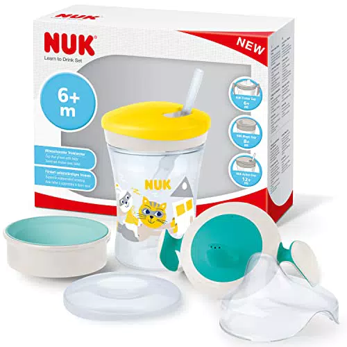 NUK 3-in-1 Trinklernset mit Trainer Cup Schnabeltasse