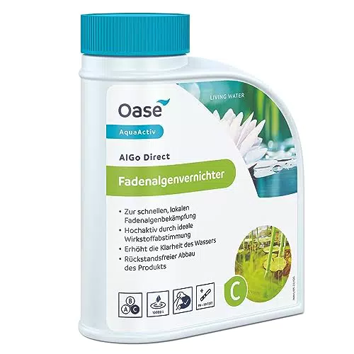 OASE 43139 AquaActiv AlGo Direct Fadenalgenvernichter 500 ml - biologische Teichpflege ideal gegen Fadenalgen im Teich Gartenteich Schwimmteich Fischteich Koiteich