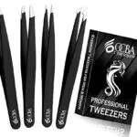 OCBA 4 teiliges Pinzette Set Präzisions-Pinzetten set aus Edelstahl Perfekte Präzision zum Augenbrauenzupfen Gesichtshaarentfernung Hochwertige Pinzette für Frauen und Männer