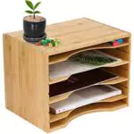 OFFICE EAGLE Dokumentenablage Holz A4 Papierablage - verstellbare Briefablage aus 100% Bambus - Ablage Schreibtisch Organizer Büro