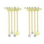 Ohrringe Damen 14K Gold Quaste Ketten Tropfen Ohrringe Bling Bling Hypoallergen Claw Earring