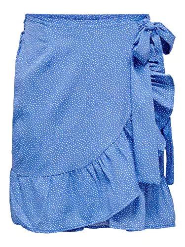 ONLY Damen Kurzer Wickel Rock, Oberschenkellanger Falten Skirt