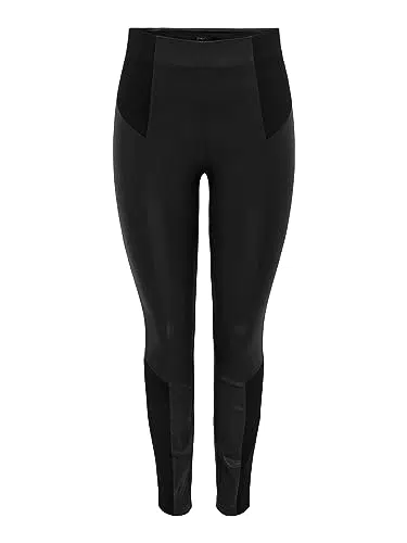 ONLY Damen Onlclaremont Coated Insert Tlr Leggings, Schwarz