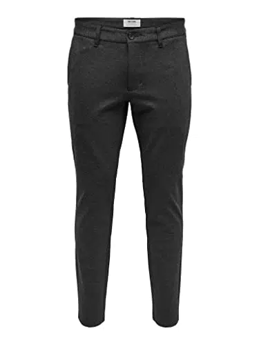 ONLY & SONS Mens Dark Grey Melange Chinos