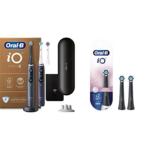 Oral-B iO Series 8 Plus Edition Elektrische Zahnbürste/Electric Toothbrush & iO Sanfte Reinigung Aufsteckbürsten für elektrische Zahnbürste