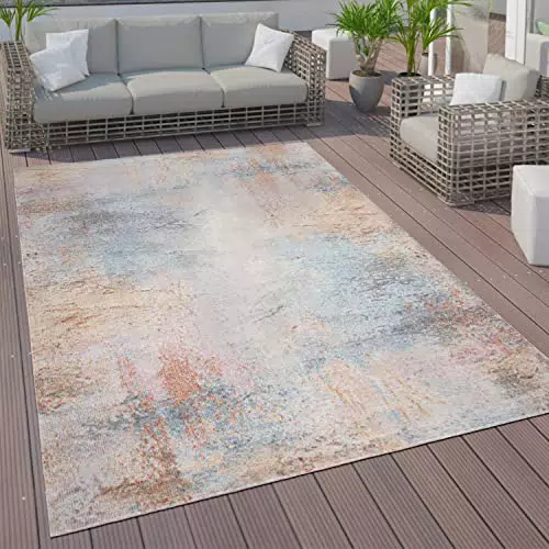 Paco Home In- & Outdoor Teppich Terrasse Küchenteppich Vintage Pastell Abstrakte Muster
