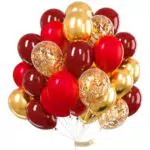 PartyWoo Luftballon Rot Gold, 50 Stück Satz von Rote Luftballons