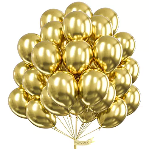 PartyWoo Luftballons Gold, 25 Stück 12 Zoll Luftballons Metallic