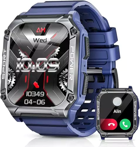 PASONOMI Smartwatch Herren mit Telefonfunktion 1, 95" Touchscreen Fitnessuhr IP68 Wasserdicht Sportuhr mit Herzfrequenz