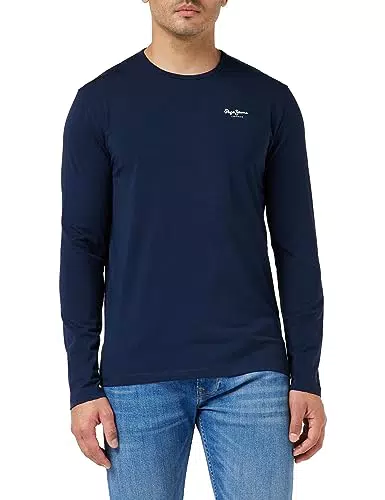Pepe Jeans Herren Original Basic 2 Long N T-shirt, Blau