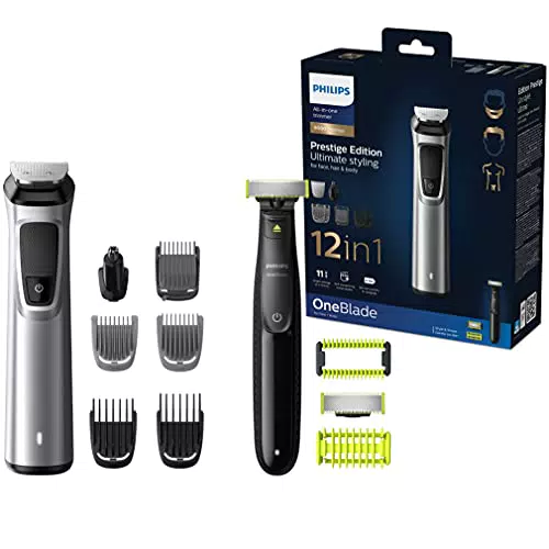 Philips 12-in-1 Premium-Trimmset MG9710/90 mit Multigroom & OneBlade - Styling für Gesicht