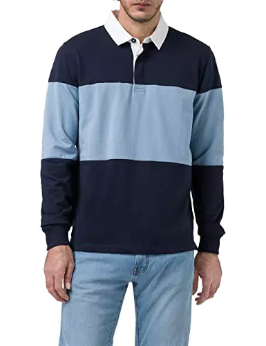 Pierre Cardin Herren Polo Rugby Sweatshirt, Faded Denim