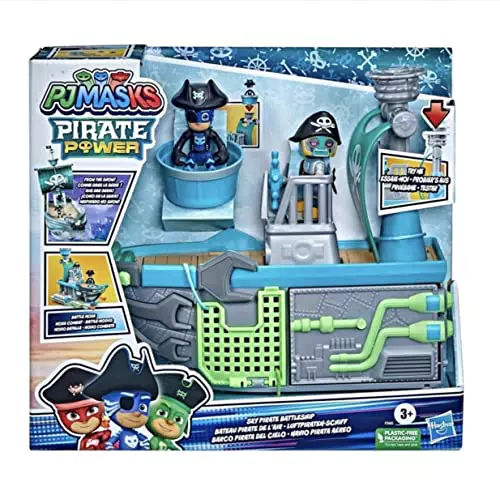 PJ Masks Sky Pirat Schlachtschiff Vorschulspielzeug Fahrzeug Spielset mit 2 Actionfiguren für Kinder ab 3 Jahren