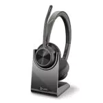 Plantronics Poly schnurloses Voyager 4320 UC-Headset mit Ladestation Kopfhörer mit Mikrofonarm USB-C-Bluetooth-Adapter kompatibel mit Teams