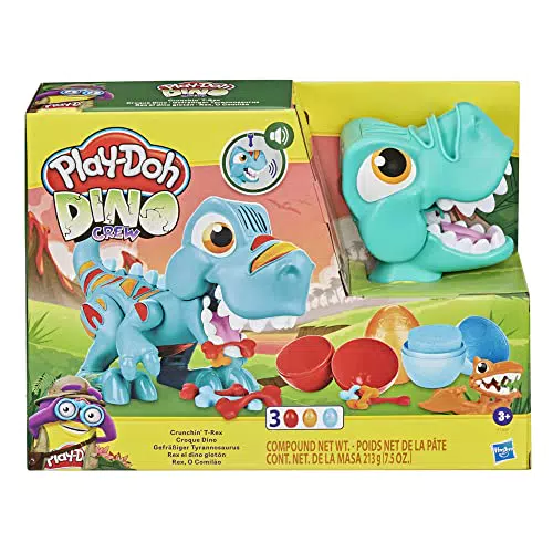 Play-Doh Dino Crew Gefräßiger Tyrannosaurus, Spielzeug für Kinder ab 3 Jahren mit lustigen Dinogeräuschen und Eiern a 70 g