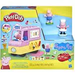 Play-Doh Peppas Eiswagen Spielset, Peppa und Schorsch Figuren und 5 Dosen