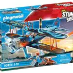 PLAYMOBIL Air Stuntshow 70831 Doppeldecker Phönix, Spielzeug-Flugzeug mit Motorgeräuschen