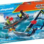 PLAYMOBIL City Action 70141 Water Rescue with Dog, with Floatable Inflatable Boat and Surfboard