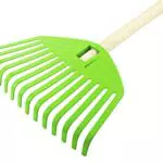 POKM Toolsmarket GmbH Rechen Kinderrechen 21 cm mit Holzstiel Laubrechen für Kinder Focus Baby Grün