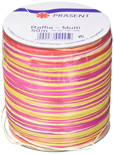PRÄSENT C.E. Pattberg Raffia-Multicolour Bastband pink-gelb-rot
