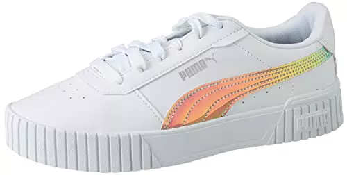 PUMA Mädchen Carina 2.0 Holo Jr Sneaker, Puma White Puma Silver