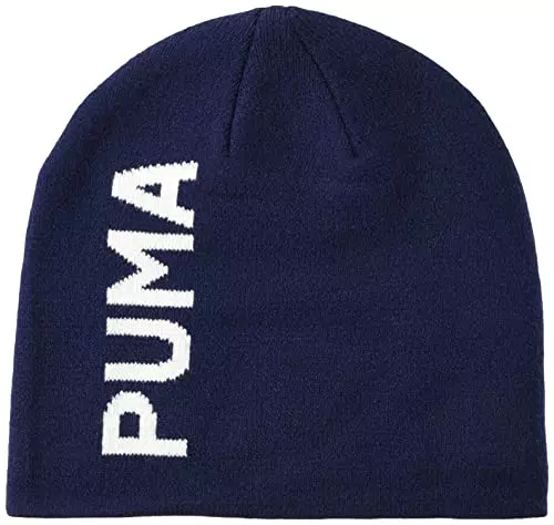 PUMA Unisex Classic Cuffless Beanie Hat, Marineblau/Weiß