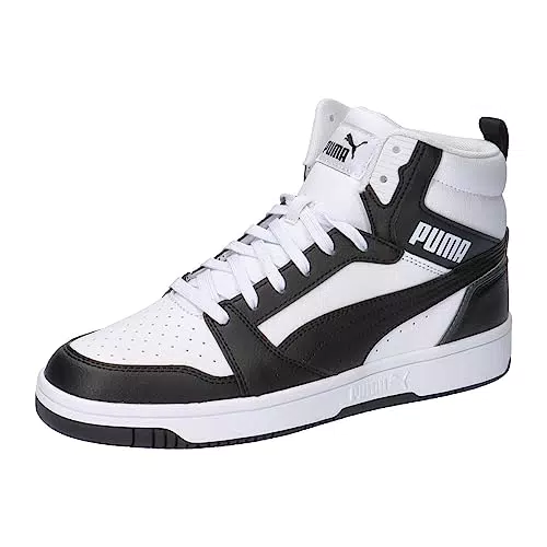 PUMA Unisex Rebound V6 Sneaker, White Black Shadow Grey White