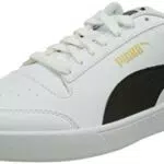PUMA Unisex Shuffle Sneaker, White Black Team Gold